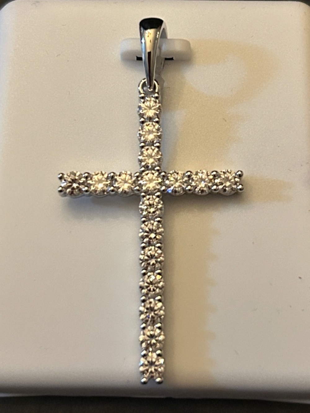 Classic 2.00CTW Round 💎 Moissanite Cross Pendant 925 Sterling Silver Unisex